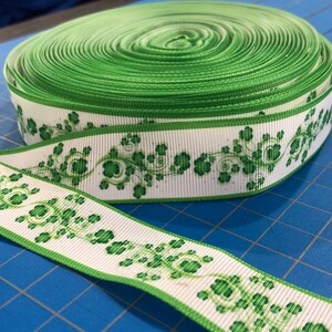 Green Shamrock Ribbon, 1 inch Ribbon for St Patricks Day, St Patrick’s Day Ribbon, St Pattys Ribbon Green, Shamrock Grosgrain Ribbon