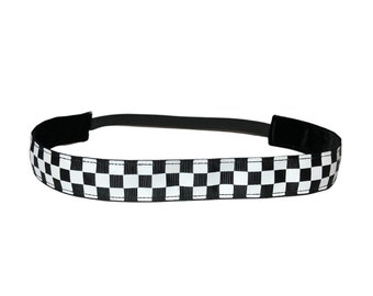 Black and White Checkered Headband, Choice of Size, Checkerboard Print Headband, Nonslip Headband for Women, Checkered Accessories for Hair