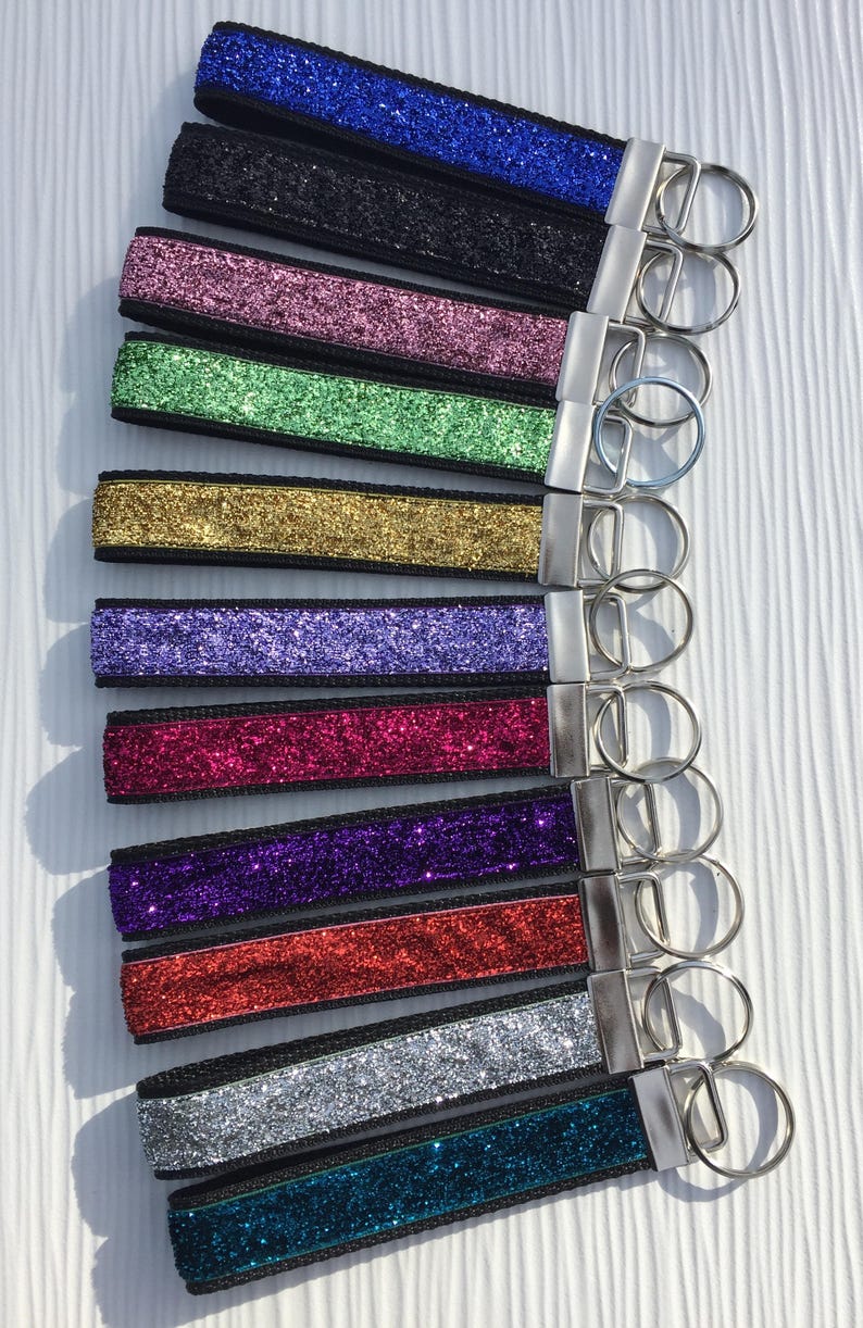Teal Glitter Keychain Wristlet Car Accessories for Women Key Etsy
