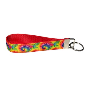 Tie Dye Keychain Gift Ideas Keychain Wristlet or Mini Key Fob, Choice of Size, Tie Dye Gifts for Girls, Kids Party Favors