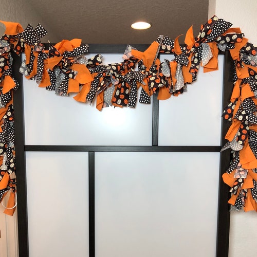 Halloween Rag Garland Halloween Decor 6' Long Mantle Etsy