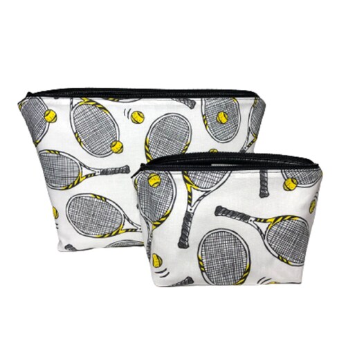 Tennis Makeup Bag Set, Vinyl Lined Cosmetic Bag, Tennis Gift