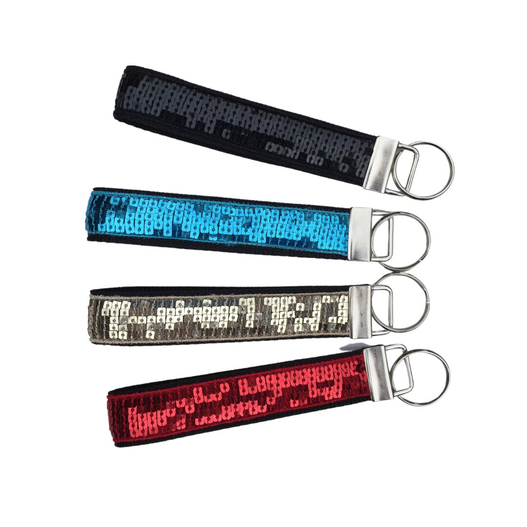 Sequin Keychain Wristlet for Women Choice of Colors Sequin Etsy