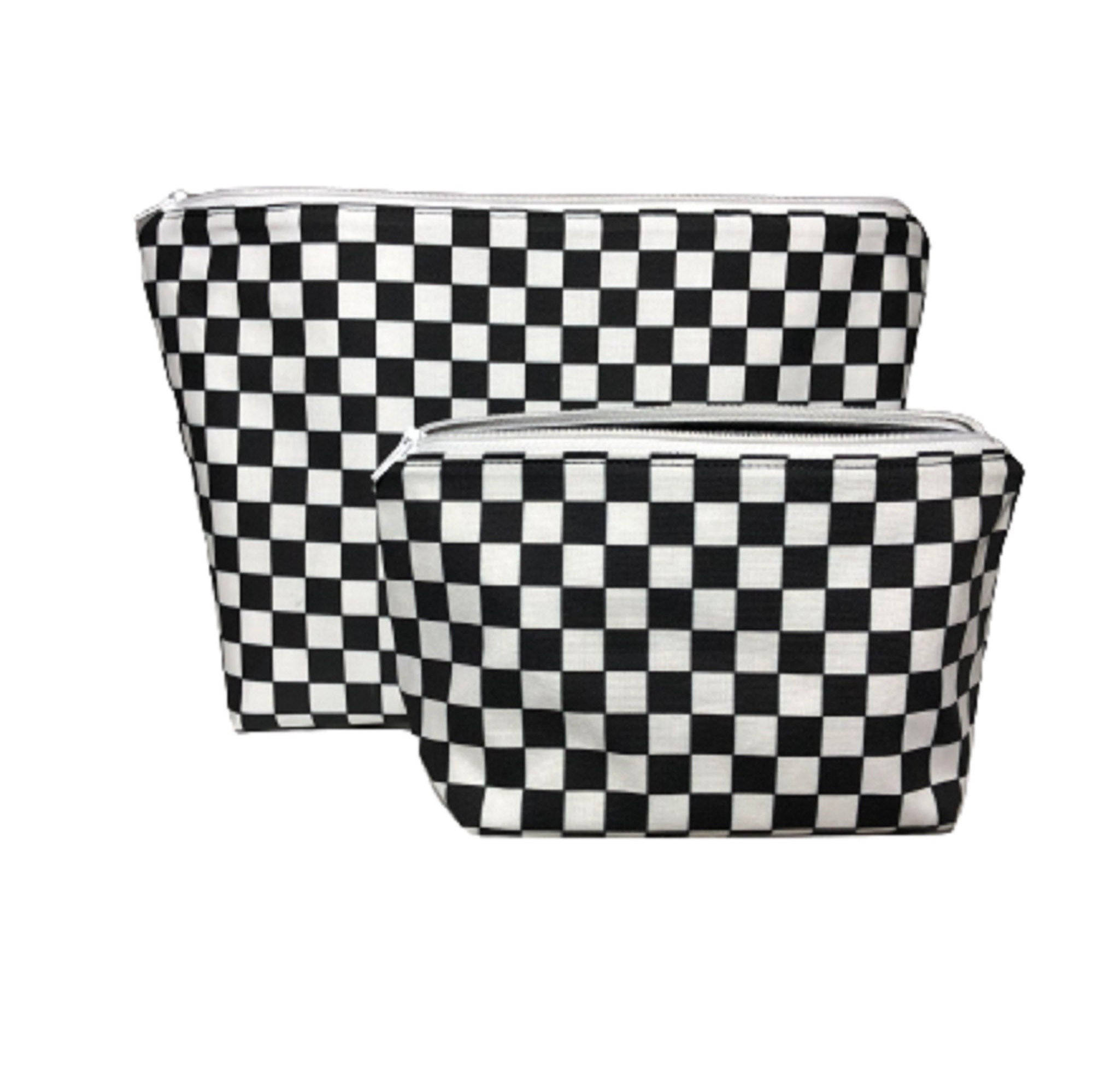 Solid Color Checkerboard Pattern Makeup Bag, All-match Zipper Cosmetic Bag,  Travel Storage Bag - Temu