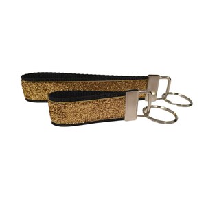 Gold Glitter Keychain Wristlet: Polypro Webbing Mini Keychains