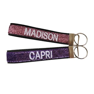 Womens Personalized Keychain Wristlet, Custom Keychain Personalized Key Fob Wristlet, Personalized Wristlet Keychain Bridesmaid Gift Ideas