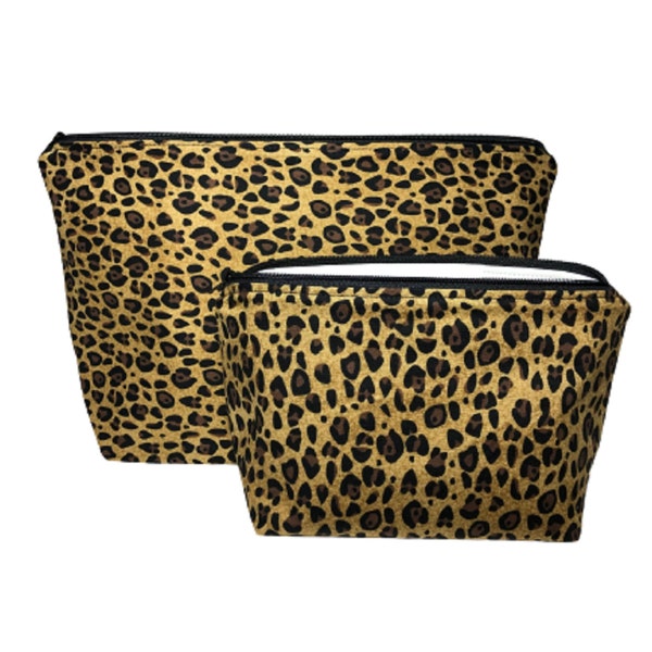 Animal Prints Makeup Bag for Women, Choice of Size & Fabric, Leopard Print Cheetah Print Makeup Bag Set