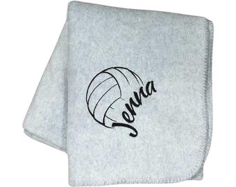 Personalized Volleyball Fleece Blanket, Embroidered Name, 50x60