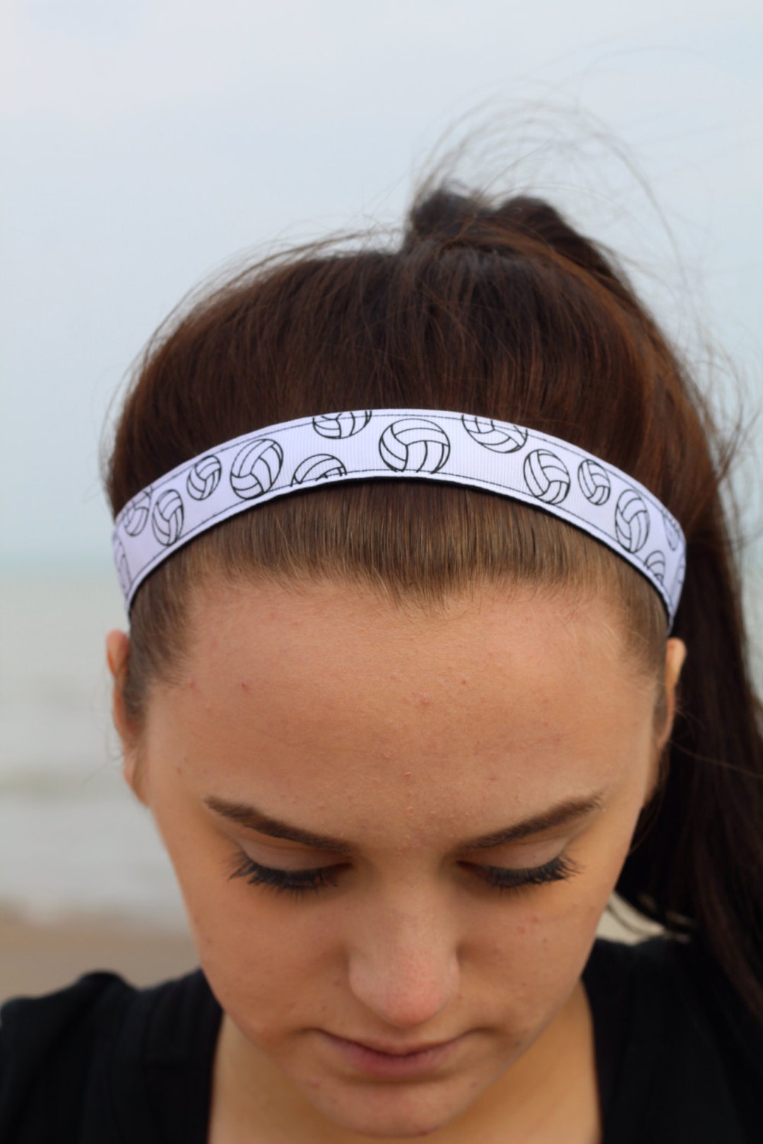 Womens Sport Volleyball Headband, Black and White Volleyball Team