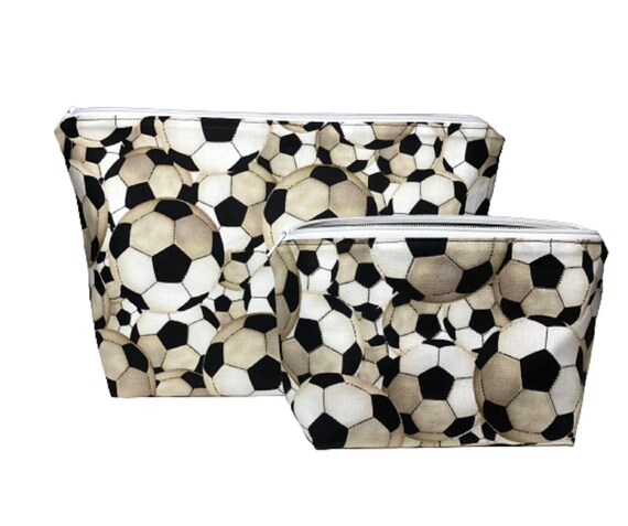 Soccer Ball Cosmetic Bag, Vinyl Lined Travel Makeup Bag