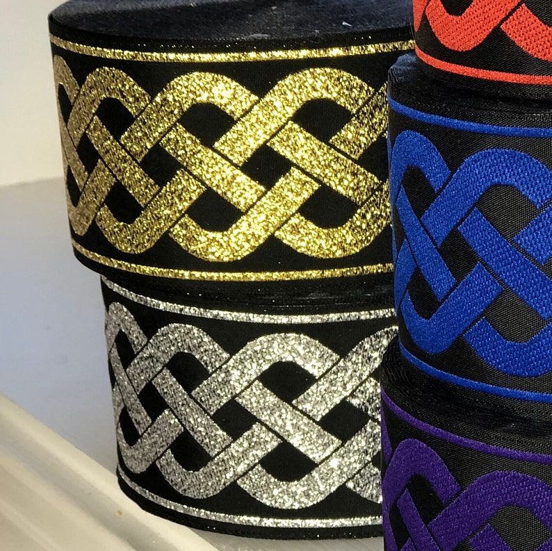 Celtic Rope Ribbon Wide Jacquard Celtic Knot Ribbon, 2 Inch Metallic Ribbon - Etsy