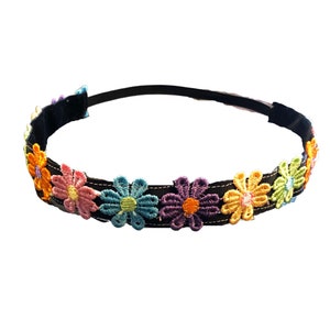 Colorful Flower Headband Women, Choice of Size, Nonslip Headbands for Women, Womens Floral Headband Boho Hair Accessories