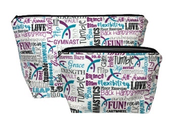 Gymnastics Makeup Bag Set, Wipe Clean, Gymnastics Gifts