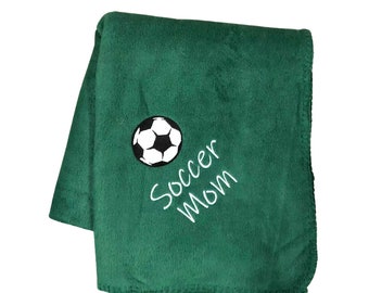Soccer Mom Blanket Fleece, Choice of Color, Fleece Blanket Soccer Gifts for Mom, Mom Soccer Stadium Blanket, Blanket Soccer Ball