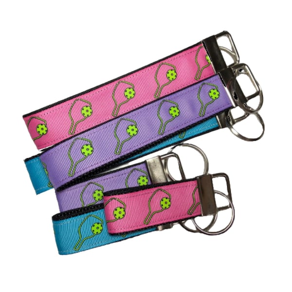 Ladies Pickleball Keychain Wristlet, Choice Size/Color, Pickleball Gifts Keychain Set for Women, Pickleball Party Favors, Pink Key Chain