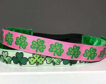 Shamrock Headband for Women, Choice of Size and Pattern, St Patricks Day Headband Adult, Green Headband Non Slip, St Patrick's Headbands