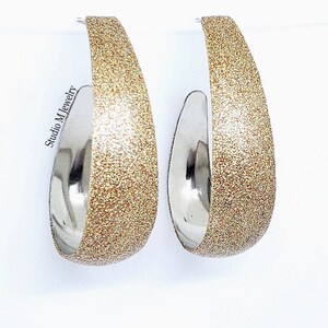 Gold Hoops, Gold Sparkle Earrings, Bold MOD Hoops, Big Gold Statement Earrings, Bling Hoops, Post Hoop Holiday Earrings, Holiday Gift (E883)