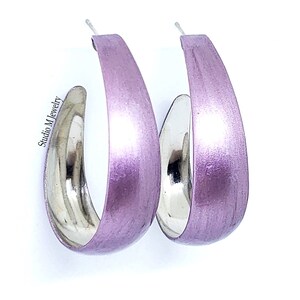 Lavender Hoops, Light Purple Hoop Earrings, Bold MOD Hoops, Big Lavender Statement Earrings, Purple Earrings, Unique Hoop Earrings (E814)