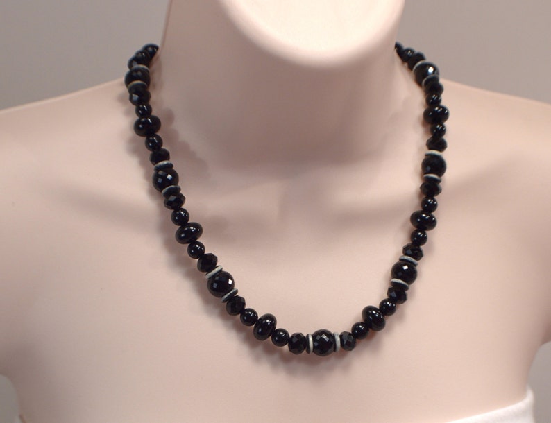 Black Necklace Black Sparkle Crystal Necklace Black Stone | Etsy