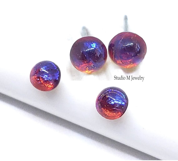 Fire Earrings, Cosmic Post Earrings, Small Stud E… - image 1