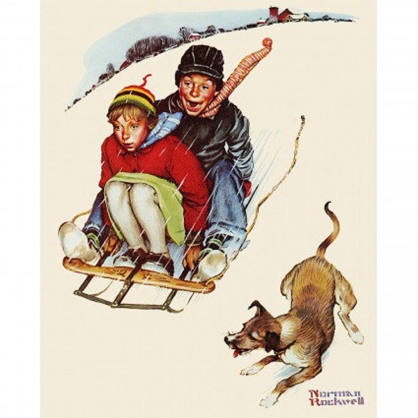 Normal Rockwell Sledding Panel - David Textiles