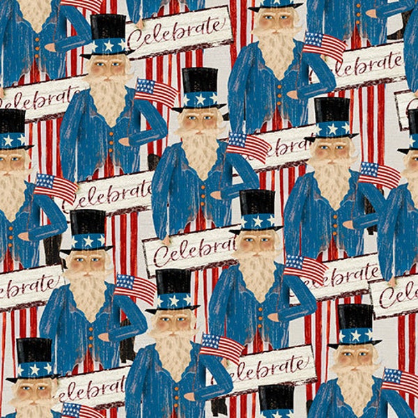 Uncle Sam - Hometown America - Beth Albert - 3 Wishes Fabric