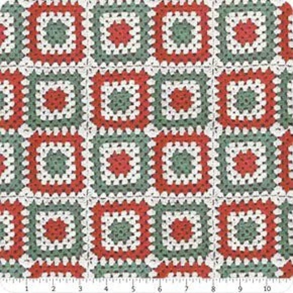 Granny Squares Red Aqua White  - Christmas Faire - Cathe Holden - Moda - Choose Your Yardage!