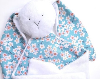 Baby Bunny Comforter with Long Floppy Ears - Luxurious Cuddle Plush & Cotton Baby Lovey - Cute Rabbit Comforter - Baby Sensory Toy