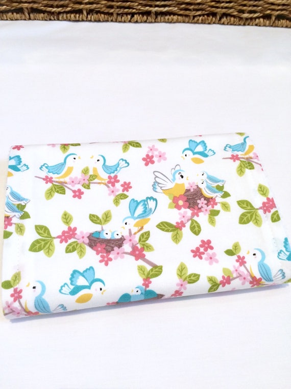 Birds On Blue Burp Cloths Set of 3 Towelling Backed GREAT GIFT IDEA!!