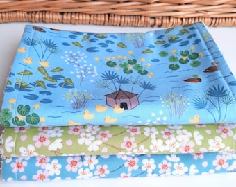 Natural Baby Burp Cloths Bundle - Luxurious Organic Bamboo & Cotton Burpie for Newborn - Cute Ducks in Pond - Floral Burp Cloths