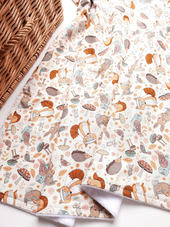 Baby Cuddle Plush Blanket Luxurious Cotton Plush Newborn Blanket Nursery Stroller Car Blanket Woodland Animals Fox Squirrel Etsy UK