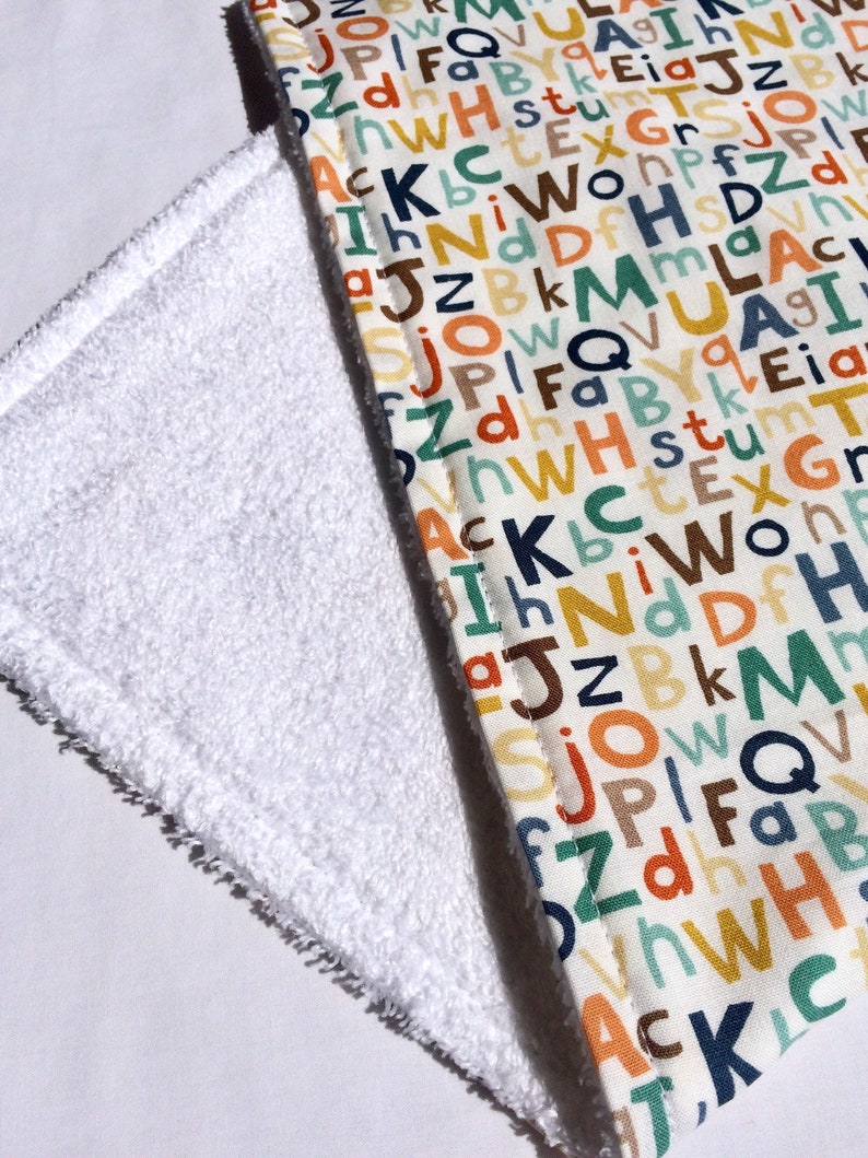 Bamboo & Org. Cotton Burp Cloth Alphabet Letters Baby Burp Etsy