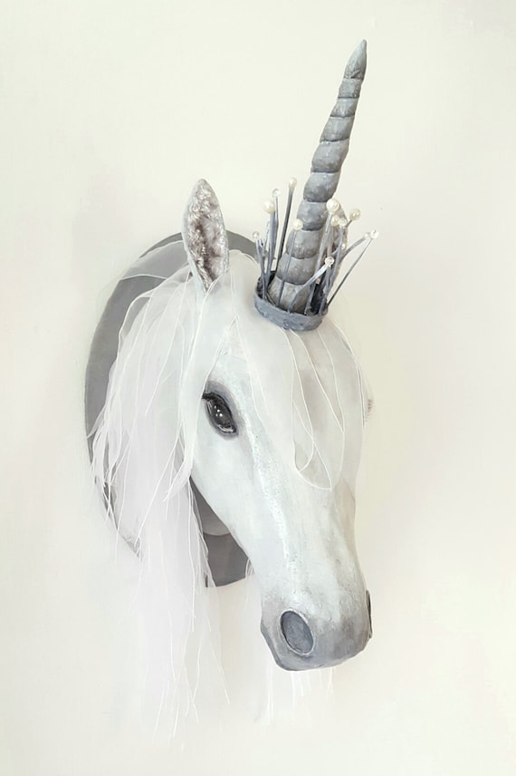 Fauxidermy Unicorn Head Life Size Jewelled Crown Handmade - Unicorn Head Wall Mount Next Fauxidermy Unicorn Head Life Size Jewelled Crown Handmade - Unicorn Head Wall Mount Next