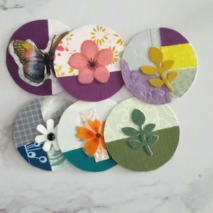 Paper Clusters~Snippit Clusters-Assorted Paper Embellishments~Craft Clusters~Junk Journal Embellishments~Paper Clusters Collage Set of 6