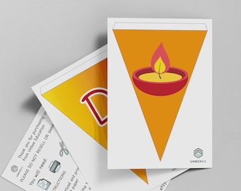 Diwali Diya lamp bunting - Happy Diwali banner