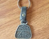 Vintage Harley Davidson 1987 Key Chain quot 1903 V Twin quot Motorcycle Accessorie Harley Rider Biker Gift quot Harleys First Motorcycle Leather Brass quot