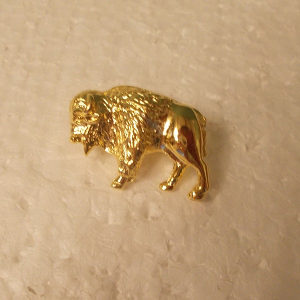 Buffalo~Bison~Pin~Gold Color~Detailed~Native American Animal~Harley Rider~Men"s~Woman"s~Jewelry~Brooch~Pin~Cowboy~Cowgirl~Rodeo~Accessorie