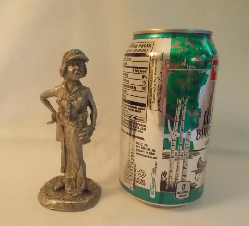 Vintage~Pewter~Old Lady~Golfer~Statue~Sculpture~4 12~Philip Kraczkowski~1980~Metal~Art~Fine Pewter~Gad Men Are Slow~Collectable~Pewter~