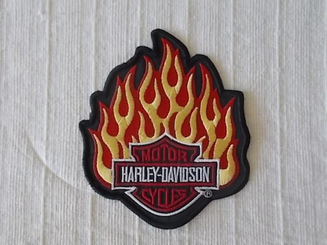 Bigharley Davidsonflames Patchclassic Harley Bar and Shieldbiker  Accessoriemotorcycle Patchjacketvest Patchnice Biker Gift 