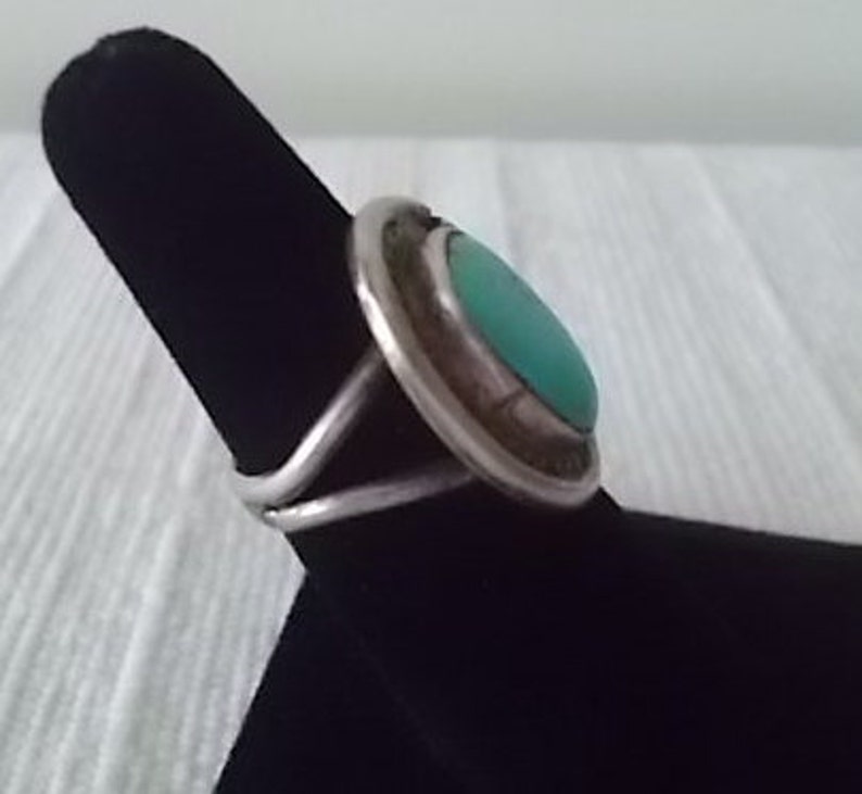 Old Pawn~Vintage~Native American~Sterling Silver~RING~Turquoise Stone~Old~Handmade~925~Fine Jewelry~Size~6 12~Mens~Womans~Southwestern~Nice
