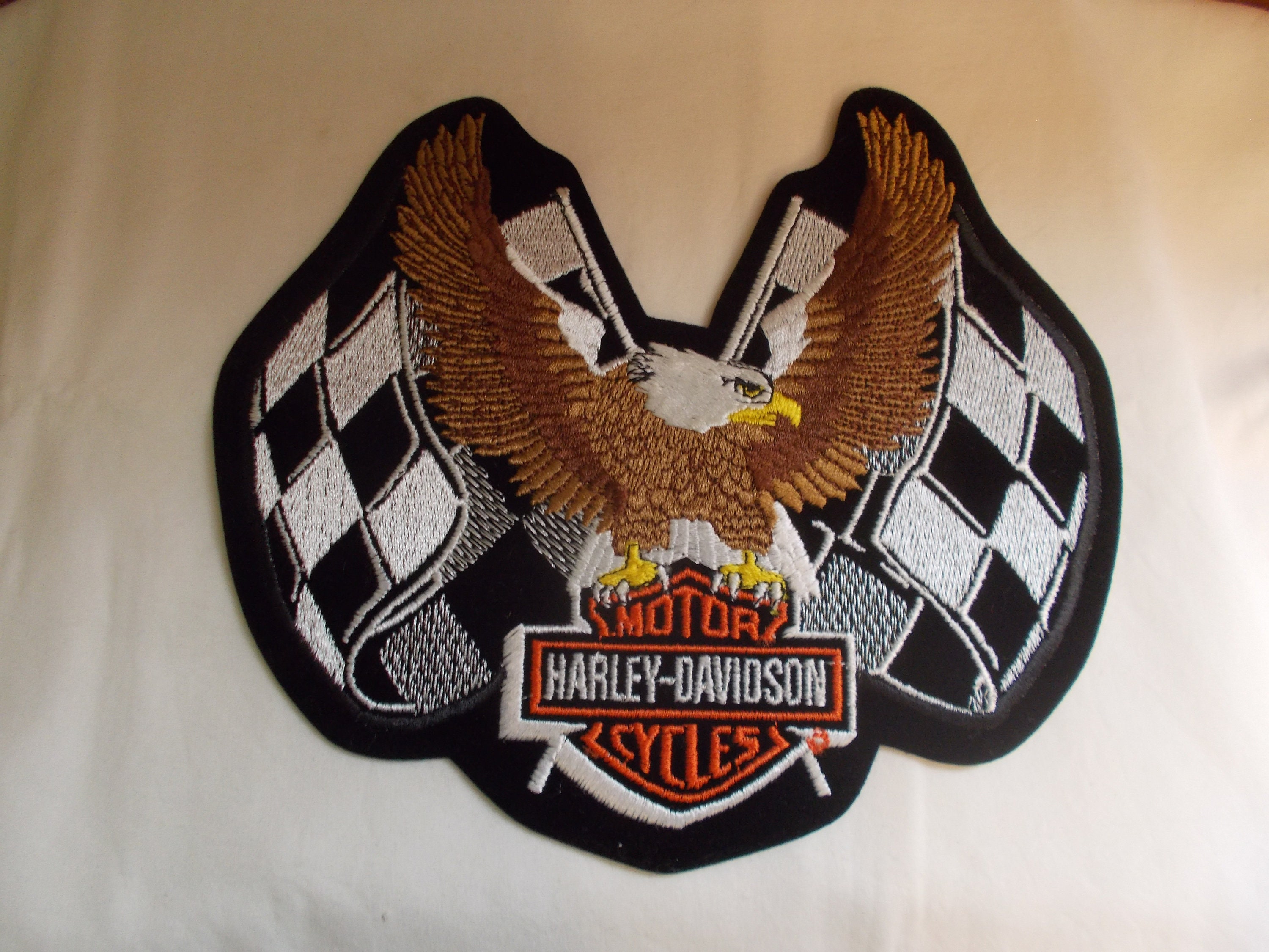 Harley Davidson Racing Patch 4-1/4 Inches Long Size Embroidered