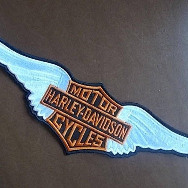 Big~HARLEY DAVIDSON~Winged Patch~12" Long~Classic Harley Bar and Shield~Biker Accessorie~Motorcycle Patch~Jacket~Vest Patch~Nice Biker Gift