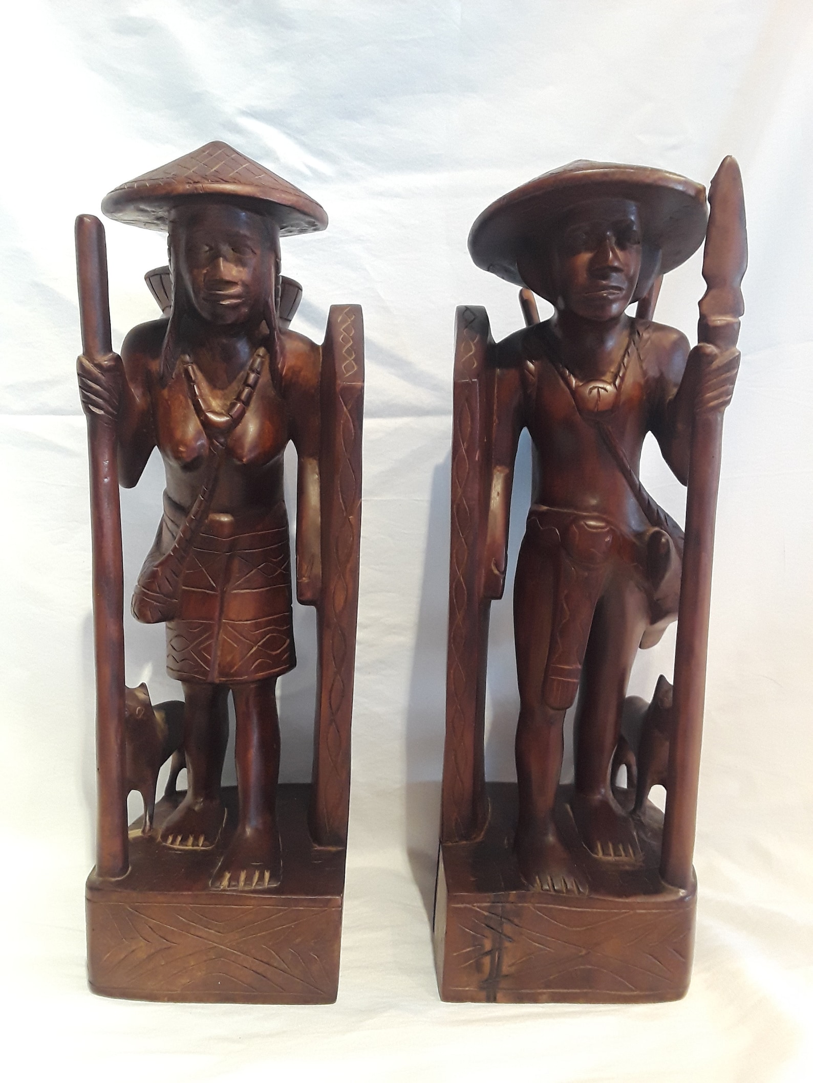 Antique Carved Igorot Asian Wood Carving Bookends from the Etsy
