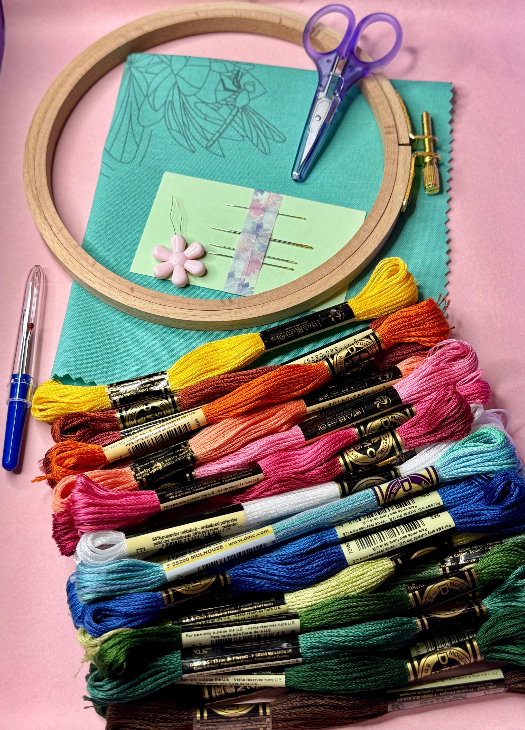 Lotus and Lilly Pad Hand Embroidery Kit With Pre-printed Fabric Panel ...