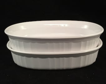 Set of French White Corning Ware Dishes, F-15-B, Great Condition, No Chips or Cracks, Very Clean