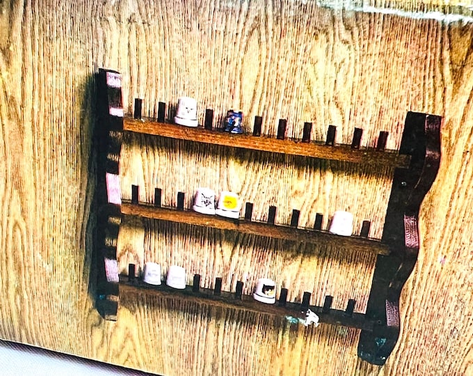 Thumble Rack 33 Thimble Wood Rack, Solid Hardwood With Walnut Finish, Wall Mount ...