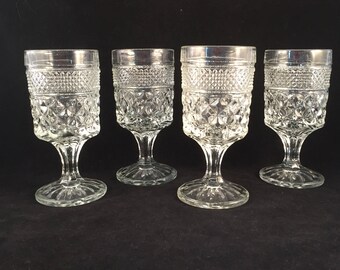 Set of 4 Wexford Stemmed Glasses, Goblets, Drinking Glasses 5 oz.