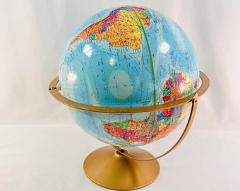 Vintage Replogle World Nation Series LeRoy Tolman Cartographer 12-inch Diameter Globe, Excellent Condition, Tilts to Side for Full Viewing.