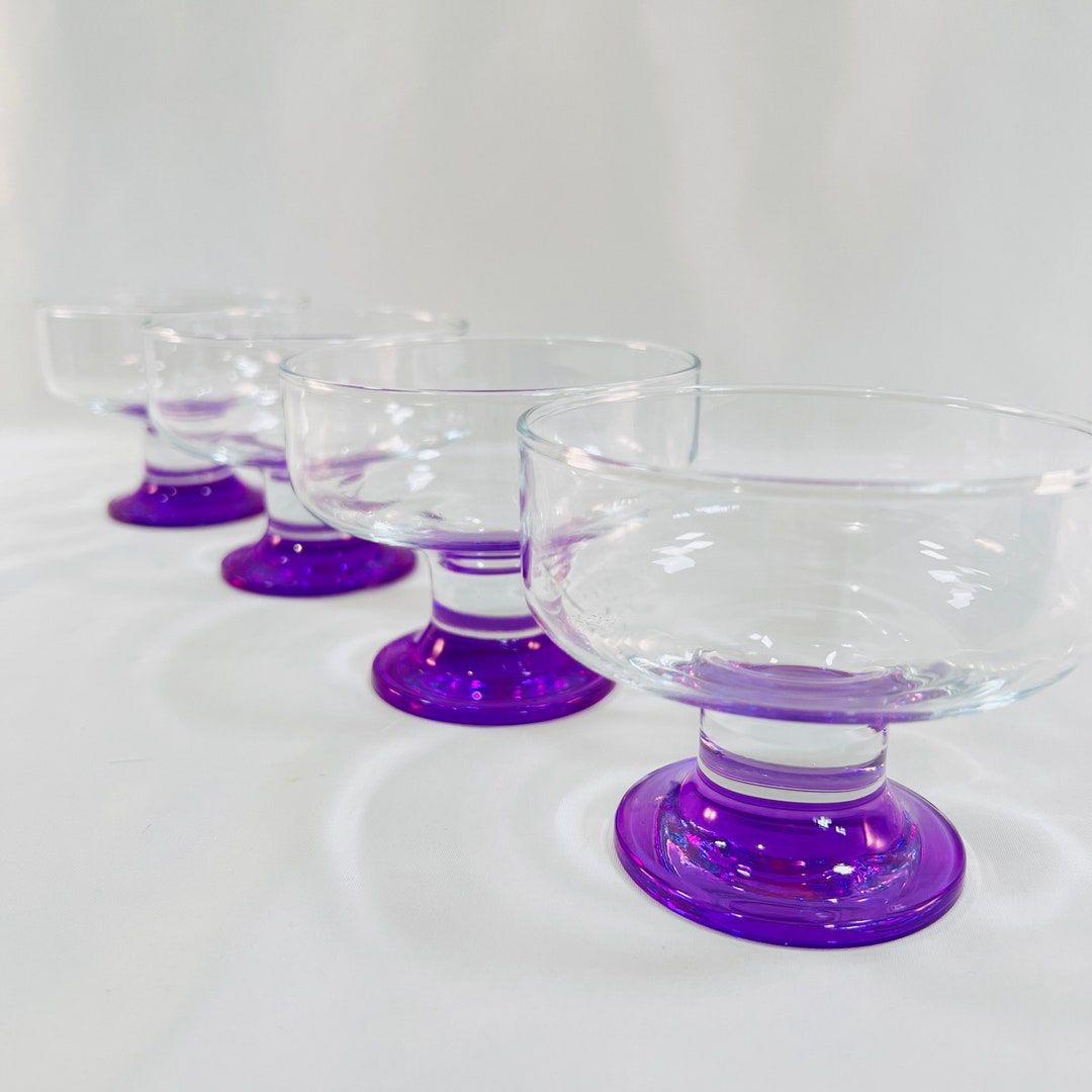 Vintage Mid Century Purple Pedestal Dessert Dishes Set of 4 Etsy