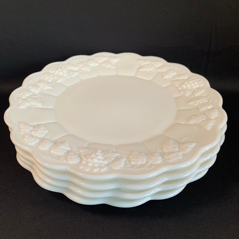 4 Westmoreland 81/2 Vintage Milk Glass Salad Plates Etsy